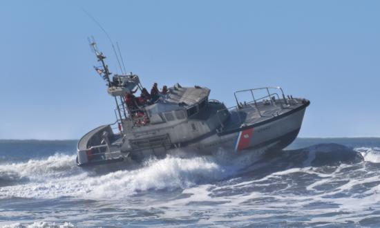 oast Guard Station Golden Gate 47-foot Motor Lifeboat crews conduct surf training near Ocean Beach in San Francisco, California, Dec. 13, 2018.